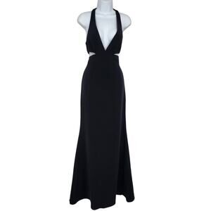 Jay Godfrey Spitz Black Cutout Open Back Full Length Halter Gown Dress Size 6